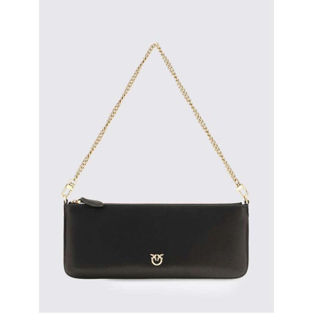 Pinko Women Horizontal Flat Leather Shoulder Bag Pinko With Love Birds Logo